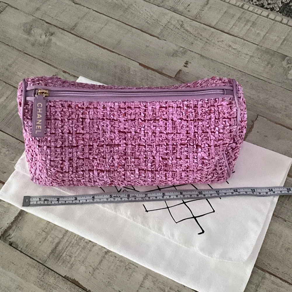 CHANEL Pink Tweed Cosmetic Pouch